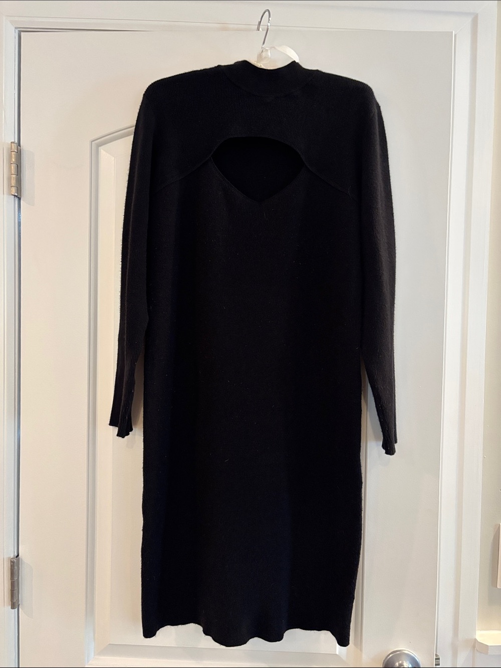 Betsey Johnson Black Long Sleeve Knit Dress with Front Keyhole